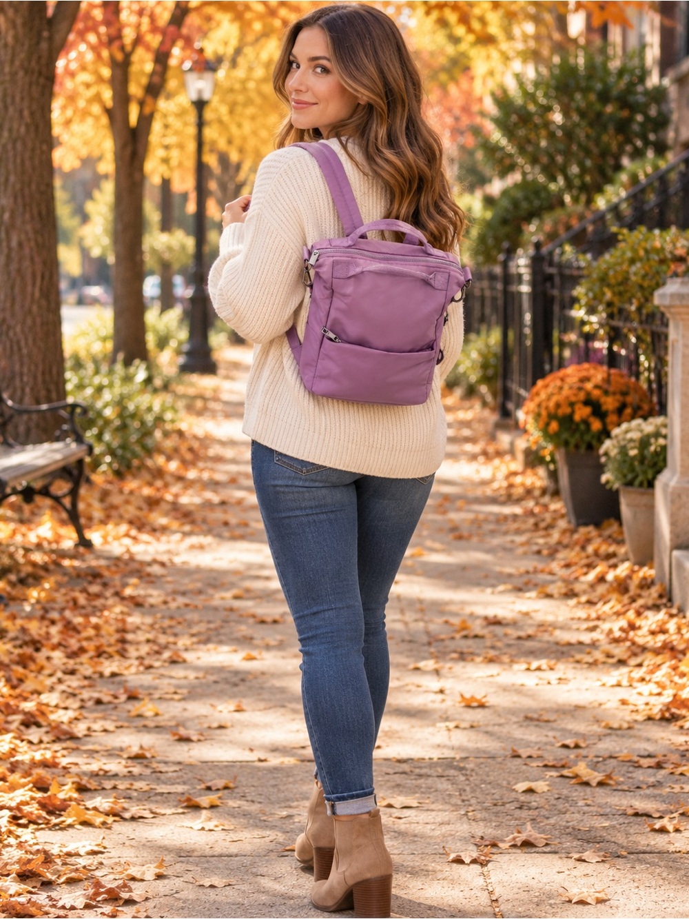 💜 A New Day Purple Nylon Mini Backpack Convertible Crossbody Bag